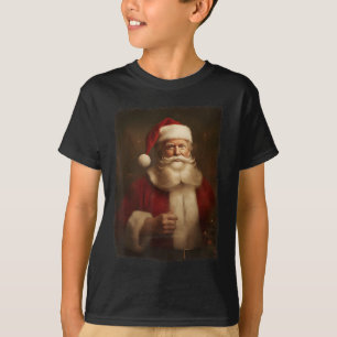 Camiseta Natal Engraçado Trump Santa Claus Retro Vintage