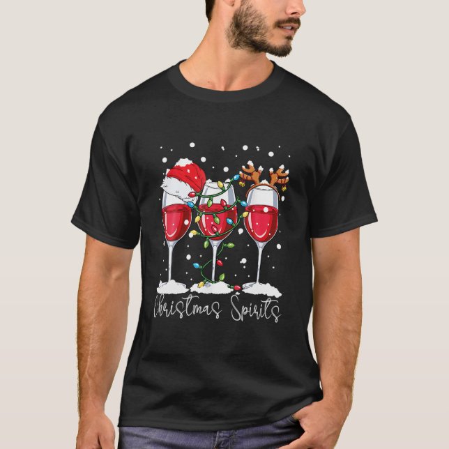 Camiseta Natal Espirita Óculos Engraçados De Vinho Papai No (Frente)