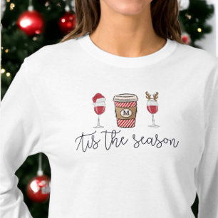 Camiseta Natal Esta é a época do monograma de vinho tinto C