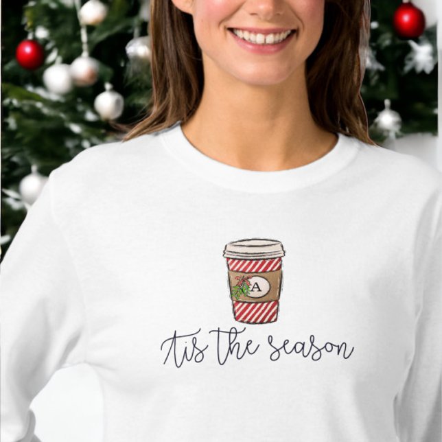 Camiseta Natal Este é o Monograma Monograma Mistura Café (Criador carregado)
