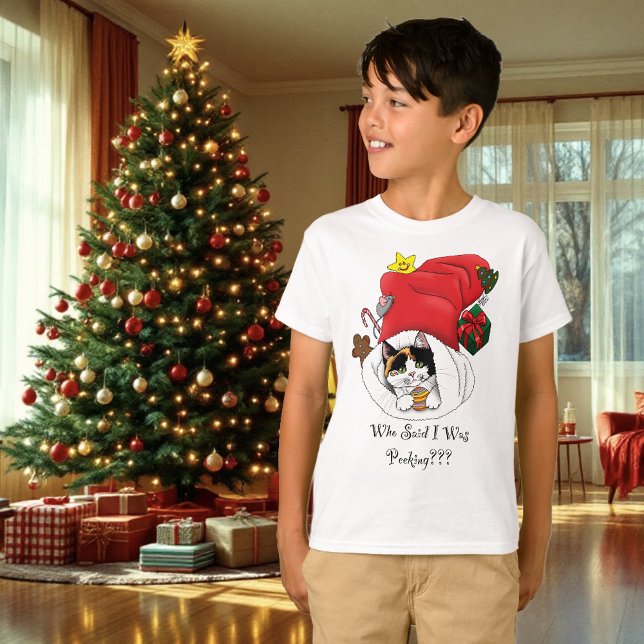 Camiseta Natal estocando o doce Calico Kitten (Criador carregado)