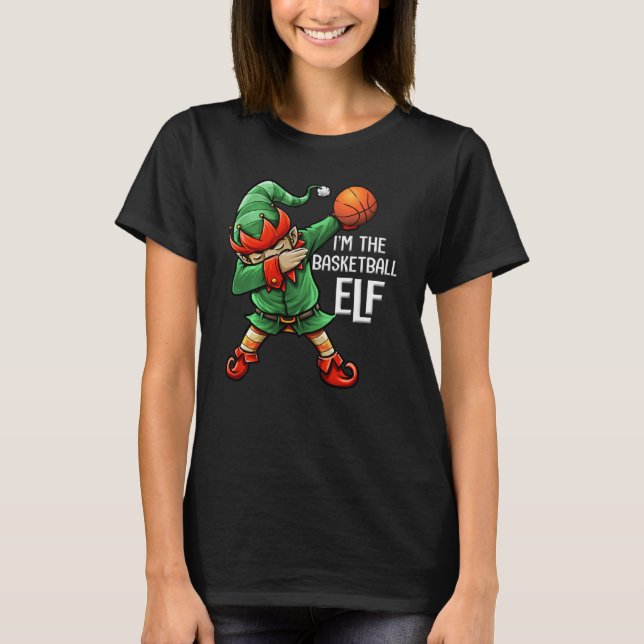 Camiseta Natal Eu sou a família Elf de basquetebol a combin (Frente)