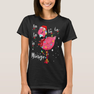 Camiseta Natal Fa La La Mingo Flamingo Cute Flamingo Te
