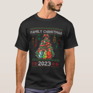 Camiseta Natal Familiar 2023 Sweater Ugly Chicken Xmas Tr