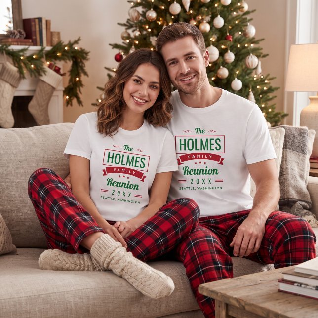 Camiseta Natal Familiar Combinando Retro Moderno (Criador carregado)