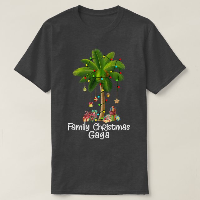 Camiseta Natal Familiar Gaga Luz de Natal Coco Tropical  (Frente do Design)