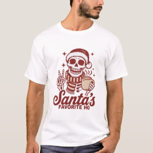 Camiseta Natal Favorito do Papai Noel Esqueleto Ho Snarky C