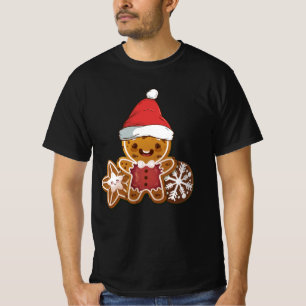 Camiseta Natal Fazendo Biscoito Gingerpão Homem Vestindo Sa