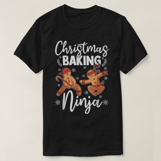 Camiseta Natal Fazendo Ninja Funny Gingerbird Cookie Ba (Frente do Design)