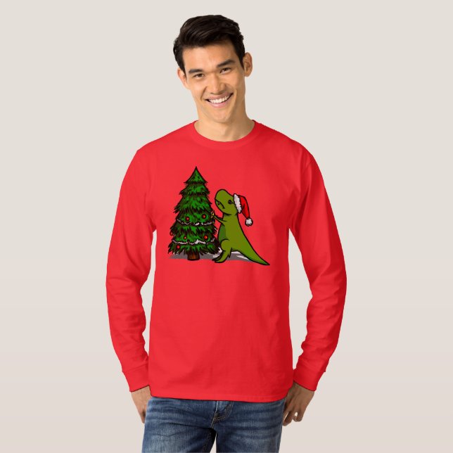 Camiseta Natal feio de T Rex (Frente Completa)