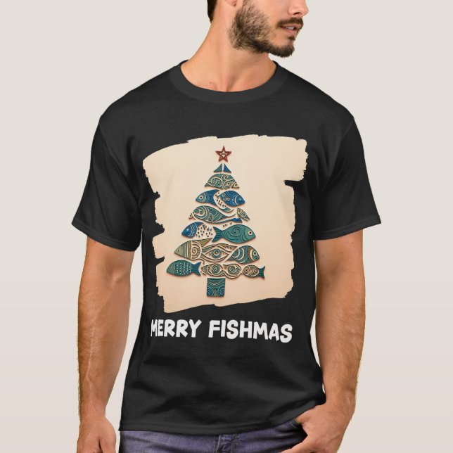CAMISETA NATAL FELIZ DE PESCA NO GELO (Frente)