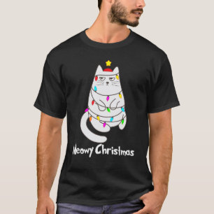 Camiseta Natal Feliz Meowry Natal Feliz Gato e Gatinho Lo