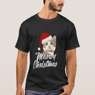 Camiseta Natal Feliz Meowy -Gatos & Gatinhos Papai Noel Pre