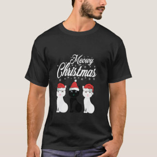 Camiseta Natal Feliz Meowy -Gatos & Gatinhos Papai Noel Pre