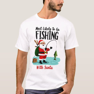 Camiseta Natal Feliz Natal Para Presente de Pesca Papai Noe