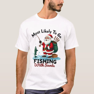 Camiseta Natal Feliz Natal Para Presente de Pesca Papai Noe
