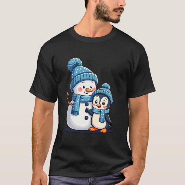 Camiseta Natal Feliz Natal Para Presente Pinguim Boneco de  (Frente)