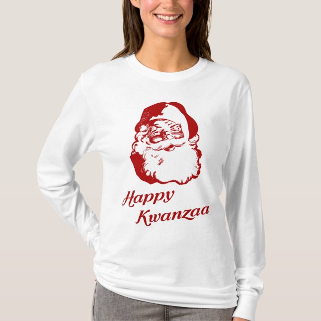 Camiseta Natal feliz Papai Noel de Kwanzaa (Frente)