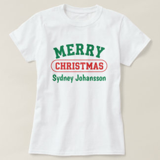 Camiseta Natal Feliz Personalizado Retro Nome Customizado