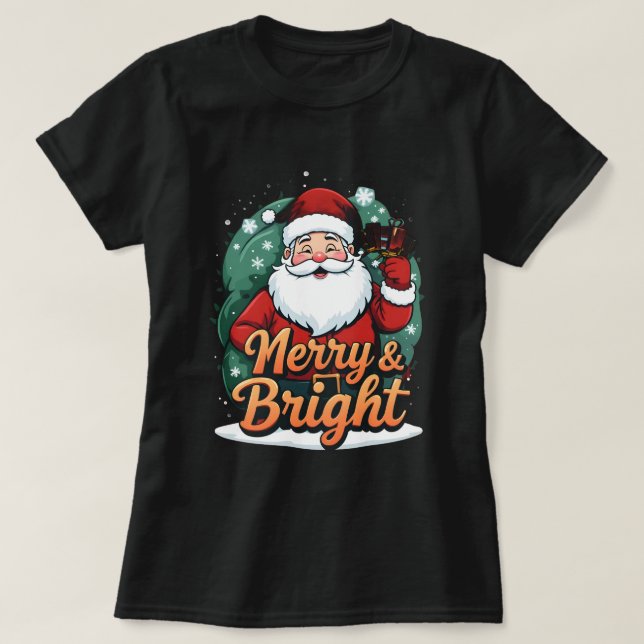 Camiseta Natal - "Felizes e Papais noeis Brilhantes" (Frente do Design)