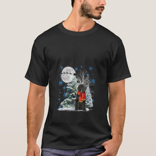 Camiseta Natal Feriado Papais noeis Luzes de Cão de Água Po (Frente)