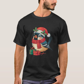 Camiseta Natal Feriado Santa Hat Encontra Pássaro Natal T S