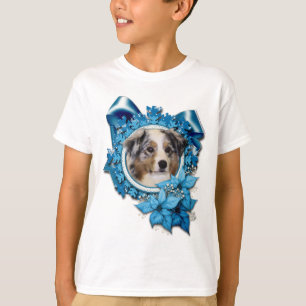 Camiseta Natal - floco de neve azul - pastor australiano