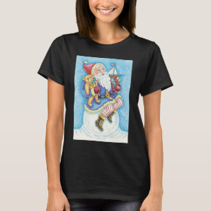 Camiseta Natal Fofo, Papai Noel na Bola de Neve com Brinque