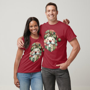 Camiseta Natal Folclórico Patchwork Santa Caprichoso