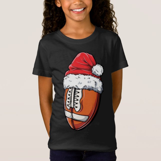 Camiseta Natal Futebol Ball Santa Hat Engraçado Esporte Nat (Frente)