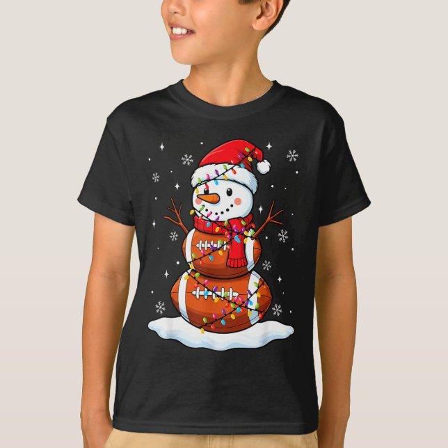 Camiseta Natal Futebol Boneco de Neve Crianças Futebol Nata (Frente)