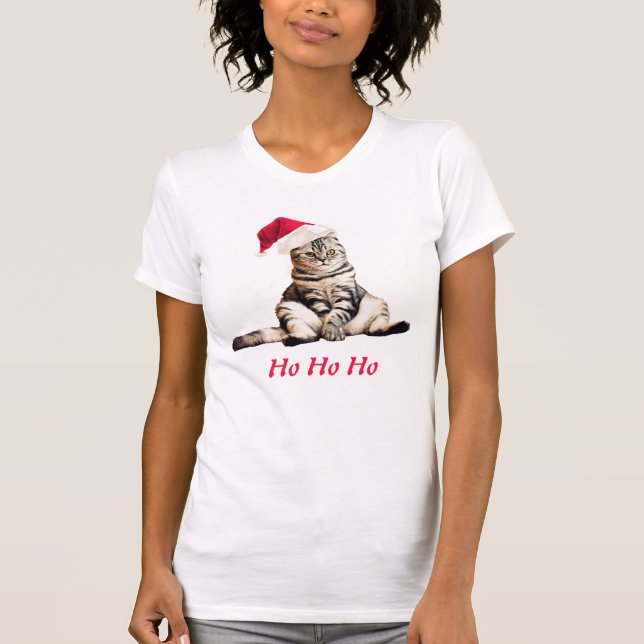Camiseta Natal Gatinho Gatinho Gato Ho Ho Ho Ho Texto Perso (Frente)