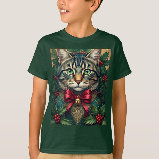 Camiseta Natal Gato 2024 Crianças (Frente)