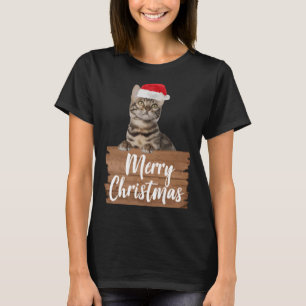 Camiseta Natal Gato Bengal Santa Hat