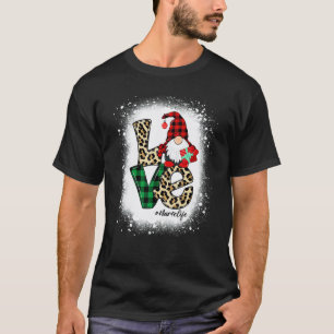 Camiseta Natal Gnome de Amor Branqueado Xmas Plaid Buffalo