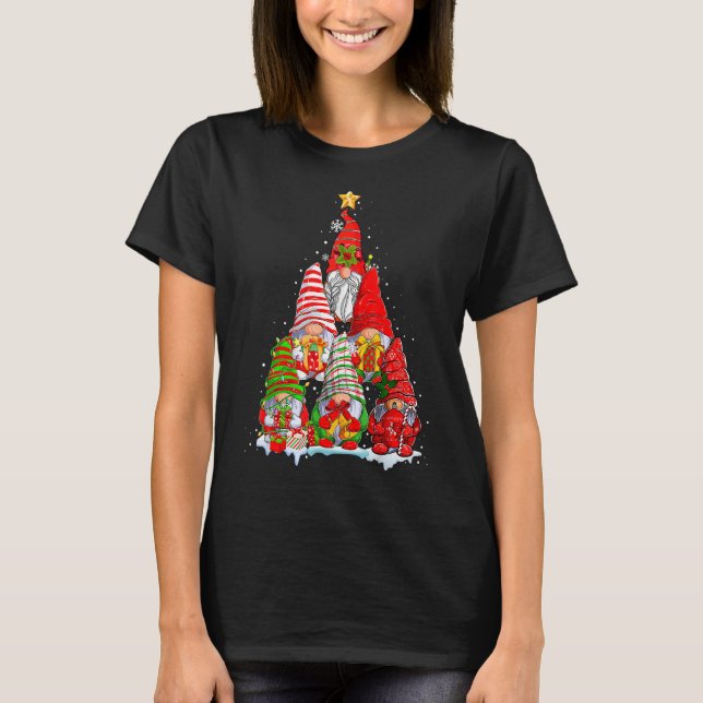Camiseta Natal Gnome Family Pajamas Gnomas Tree Xmas (Frente)