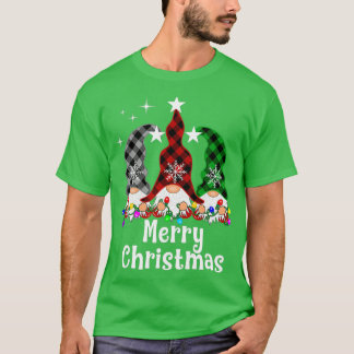 Camiseta Natal Gnomo Natal Luzes de Buffalo Xadrez Gno