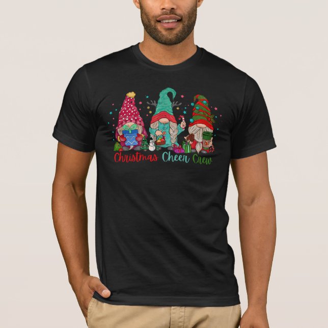 Camiseta Natal Gnomos da "Cheer Crew" presentes na neve que (Frente)