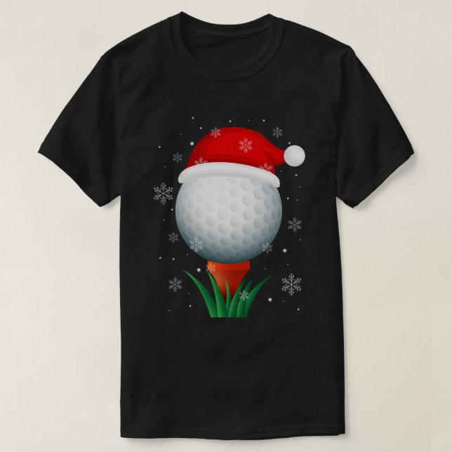 Camiseta Natal Goft Reindeer Funny Santa Hat Golf (Frente do Design)