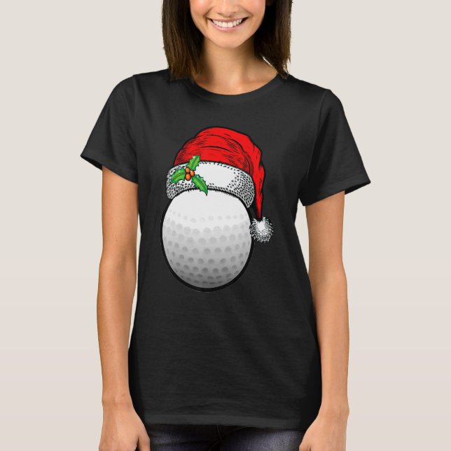 Camiseta Natal Golf Ball Santa Hat Xmas Esporte Para O Rapa (Frente)