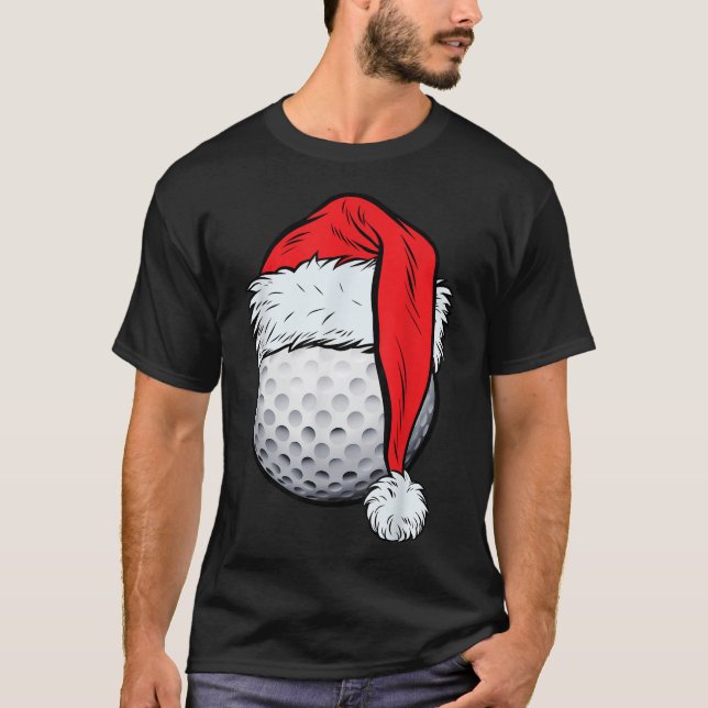 Camiseta Natal Golf Ball Santa Hat Xmas Golfing Boys Me (Frente)