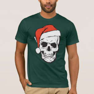 Camiseta Natal Gótico do Crânio com o Gráfico do Pai Natal