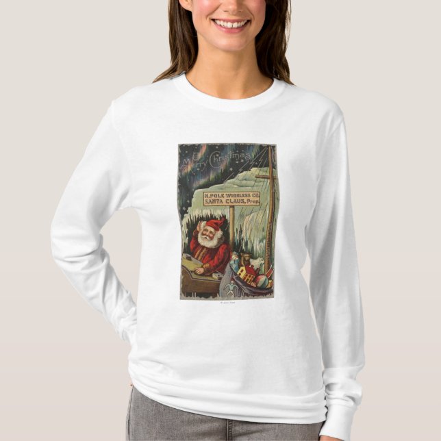 Camiseta Natal GreetingSanta no Pólo Norte (Frente)