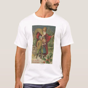 Camiseta Natal GreetingSanta que anda com miúdos
