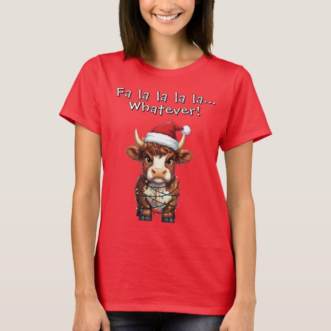 Camiseta Natal Grua de Vaca das Terras Altas (Frente)