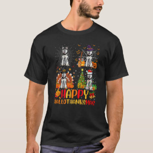 Camiseta Natal Halloween Engraçado Cão Husky Siberiano Hall