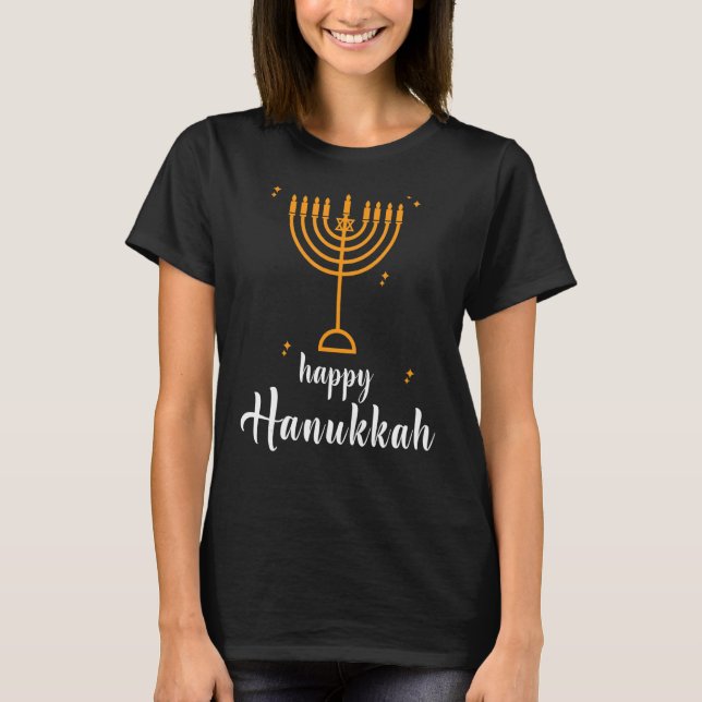 Camiseta Natal Hat Menorah Jew Hanukkah Chanukah Men Wo (Frente)