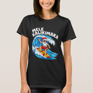 Camiseta Natal havaiano de Santa surfando Mele Kalikimaka