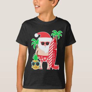 Camiseta Natal havaiano de surfe do Papai Noel