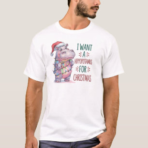 Camiseta Natal Hippopotamus Engraçado
